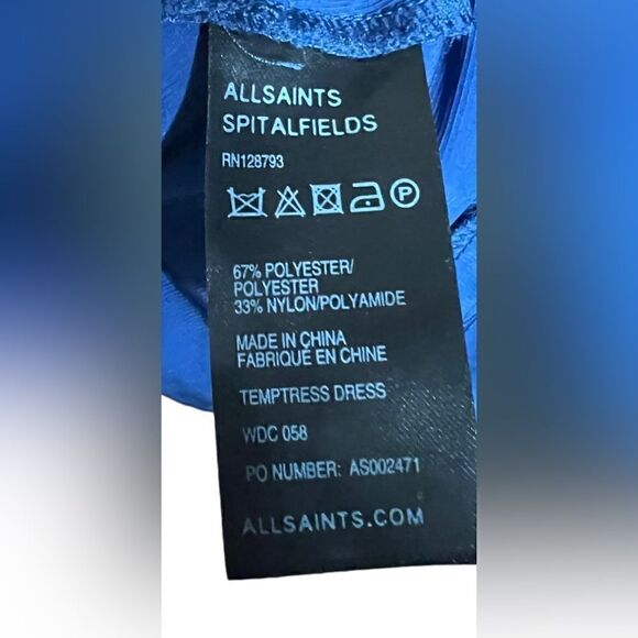 All Saints spitalfields blue Temptress dress 12 - Picture 3 of 7